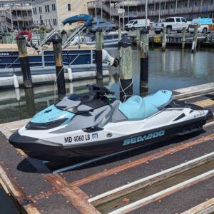 Seadoo GTX sitting on a dock